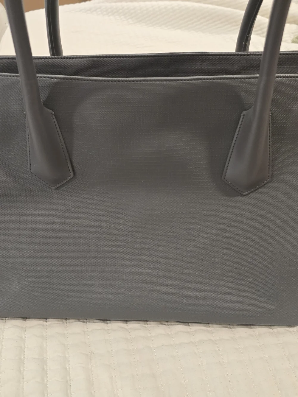 DAGNE DOVER Sructured Classic Slate Gray Tote Bag with Rose Gold Accent